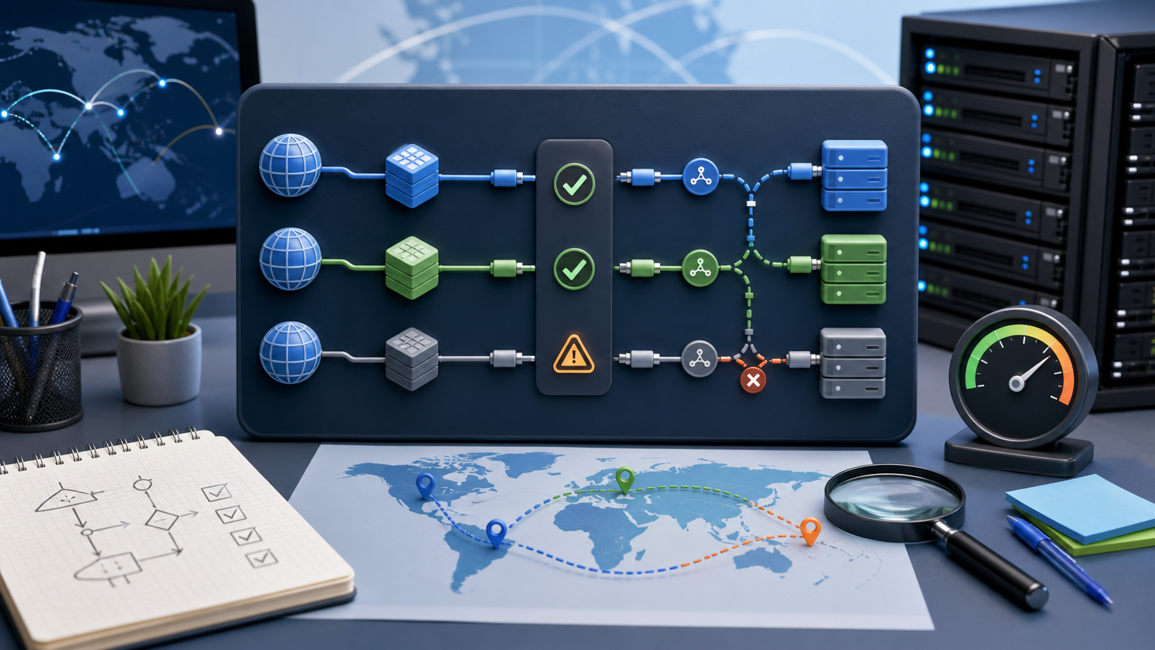 代理 IP 连接超时排查流程示意图，包含协议、端口、DNS、延迟和线路检查